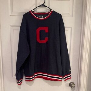 New Era Navy Crewneck Sweater with Red Accent